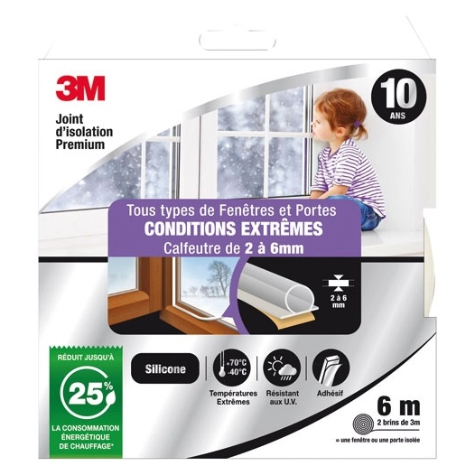 joint d'isolation porte et fenetre transparent 2 a 6 mm 6 m - gpi 3m bricolage et batiment