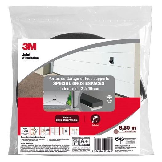 joint de mousse porte de garage gros espace 2 ã  15 mm 6.5 m - gpi 3m bricolage et batiment