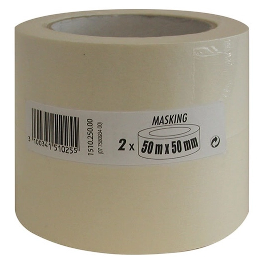ruban de masquage beige 50 mm x 50 m lot de 2 rouleaux - gpi 3m bricolage et batiment