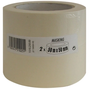 ruban de masquage beige 50 mm x 50 m lot de 2 rouleaux - gpi 3m bricolage et batiment
