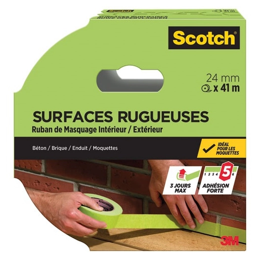 ruban de masquage surfaces rugueuses 24 mm x 41 m - gpi 3m bricolage et batiment