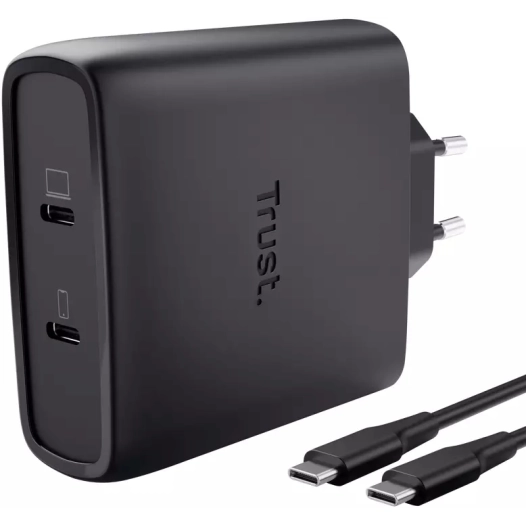 chargeur pc usb-c.100w.gan.2 ports. - trust