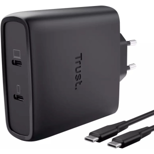 chargeur pc usb-c.100w.gan.2 ports. - trust