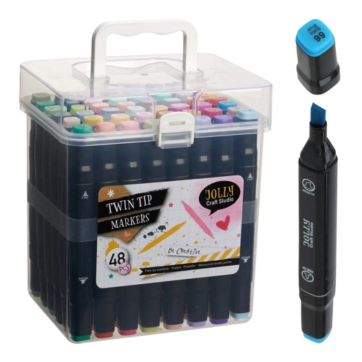 Feutres Double Pointe BASICS 48 Créativité polyvalente avec 48 couleurs vives. - BASICS