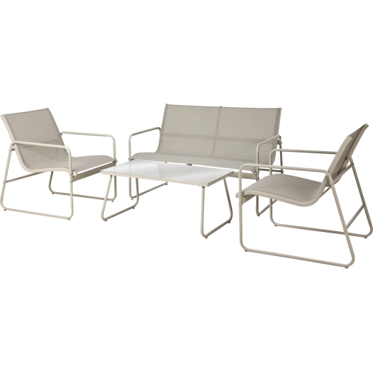 ensemble de jardin, gris clair/blanc, 4 pièces