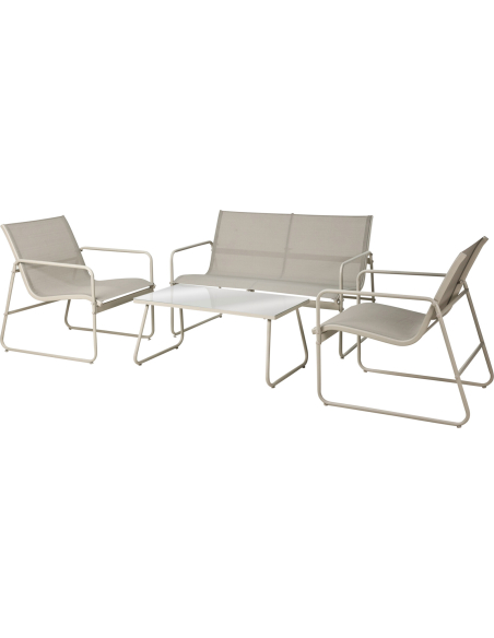 ensemble de jardin, gris clair/blanc, 4 pièces