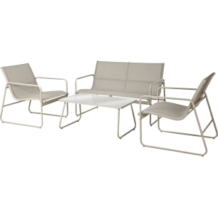 ensemble de jardin, gris clair/blanc, 4 pièces