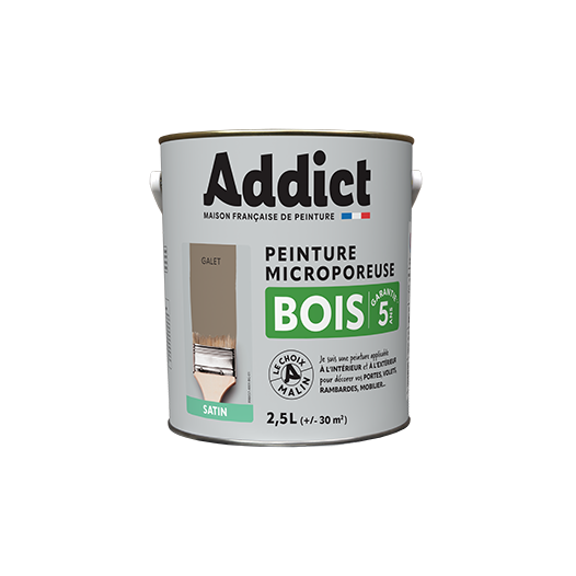 Peinture Bois Haute Protection Très Haute Résistance - Coloris Galet - 2,5L - ADDICT