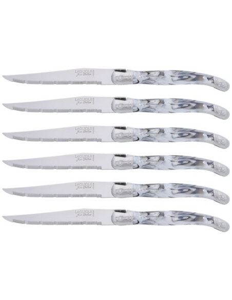 laguiole blanc marbre 6 couteaux steak - dubost colas pradel