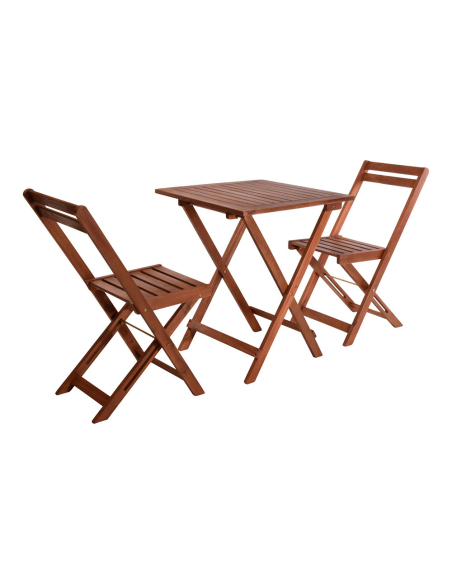 ensemble de jardin avec table et deux chaises pliantes, bois d'acacia naturel
