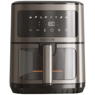 airfryer 1500w 6,5l 6 portions panneau digital 8prog thâ° 80 a 200câ° minuteur 60min fenetre nettoyage facile noir - black et de