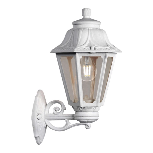 lanterne murale avec bras bisso/anna, transparent, e27, blanc, 220 x 275 x 450 mm