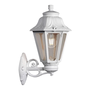 lanterne murale avec bras bisso/anna, transparent, e27, blanc, 220 x 275 x 450 mm