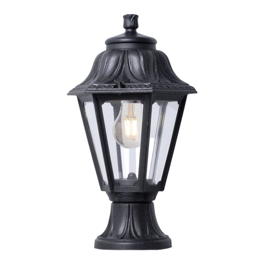 lanterne sur muret mikrolot/anna, transparent, e27, noir, ø220 x 385 mm