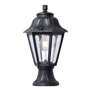 lanterne sur muret mikrolot/anna, transparent, e27, noir, ø220 x 385 mm