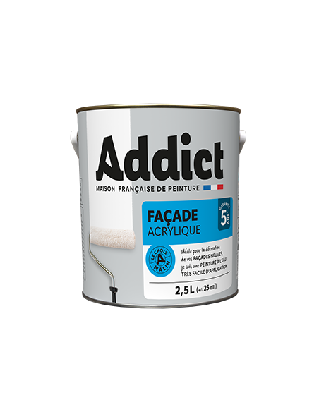 Peinture Façade Acrylique 2.5 litres Ton Pierre Protection durable pour façades extérieures - Addict