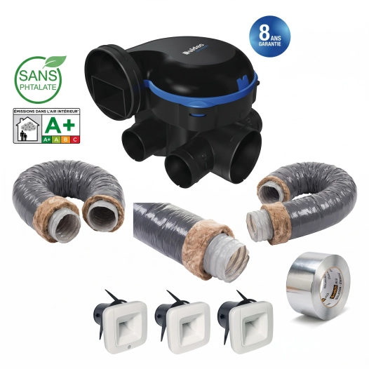Kit complet gaines et vmc aldes easyhome hygro premium mw basse consommation