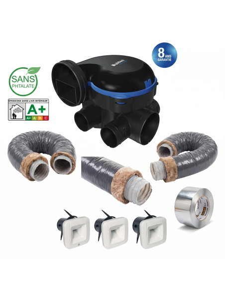 Kit complet gaines et vmc aldes easyhome hygro premium mw basse consommation