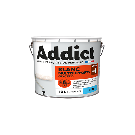 Peinture glycéro multi Supports tachés 10 litres blanc mat - ADDICT