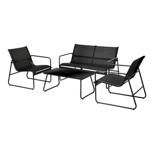 Salon de Jardin Noir 4 Pcs Design moderne, résistant aux intempéries - AMBIANCE