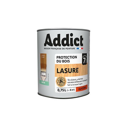 Lasure Chêne Clair Addict Protection bois satinée longue durée - Addict