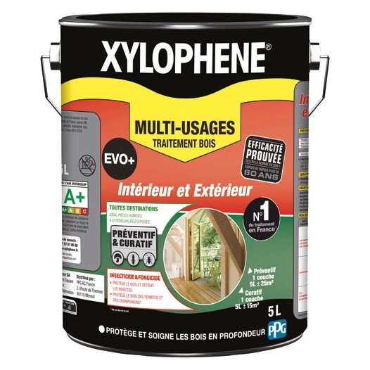 Xylophène Multi-Usages Évo+ 5 L | Bois Intérieurs & Extérieurs Charpentes