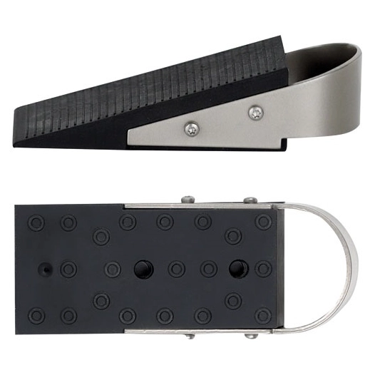 cale porte talon caoutchouc noir et acier nickel mat - asg france