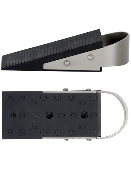 cale porte talon caoutchouc noir et acier nickel mat - asg france