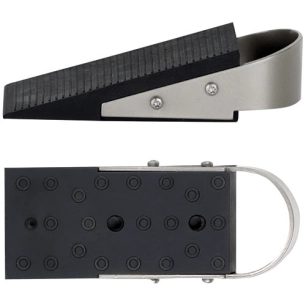 cale porte talon caoutchouc noir et acier nickel mat - asg france