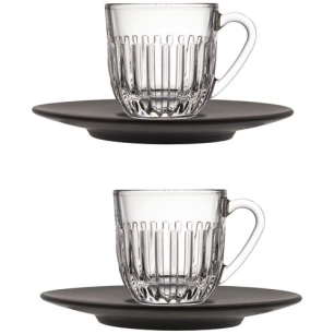 set 2 tasses expresso ouessant et 2 sous-tasses anthracite porcelaine - la rochere