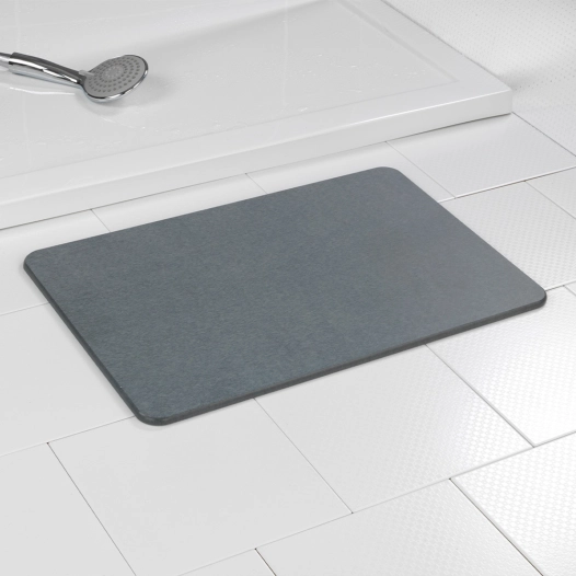 tapis de bain antidérapant en diatomite, gris, 60 x 39 cm
