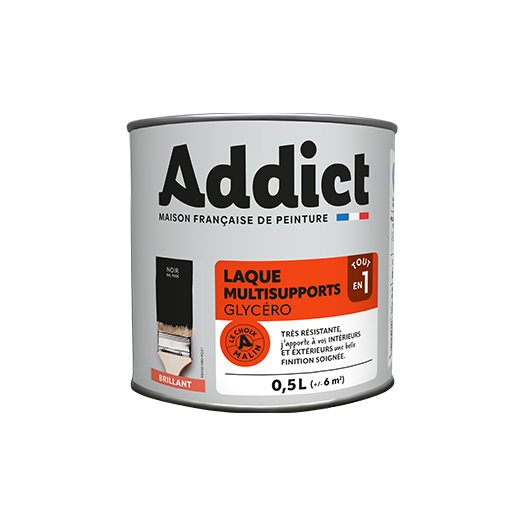 Peinture Laque glycéro brillant 0.5 litre noir - ADDICT