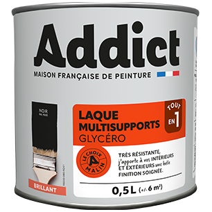 Peinture Laque glycéro brillant 0.5 litre noir - ADDICT