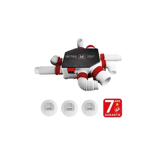 Kit VMC Hygroréglable Type B OCTEO ECOWATT 2+ Très Basse Consommation 607912 - S&P UNELVENT
