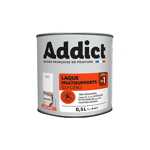 Peinture Laque glycéro brillant 0.5 litre blanc - ADDICT
