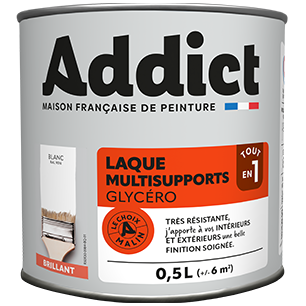 Peinture Laque glycéro brillant 0.5 litre blanc - ADDICT