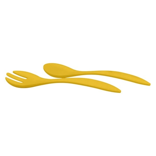 couverts a salade en rpet mimosa yellow 30cm - livwise point virgule