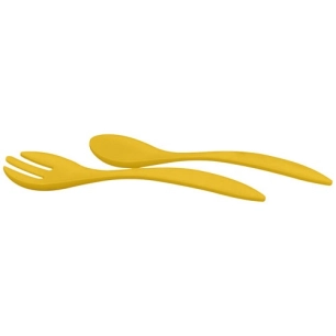 couverts a salade en rpet mimosa yellow 30cm - livwise point virgule