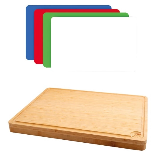 planche a decouper en bambou avec 4 inserts 45x35x4cm fscâ® - livwise point virgule