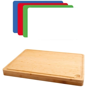 planche a decouper en bambou avec 4 inserts 45x35x4cm fscâ® - livwise point virgule