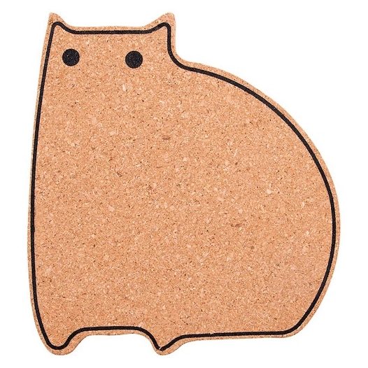 chat dessous de plat liege 14.1x12.9x1 cm - livwise point virgule