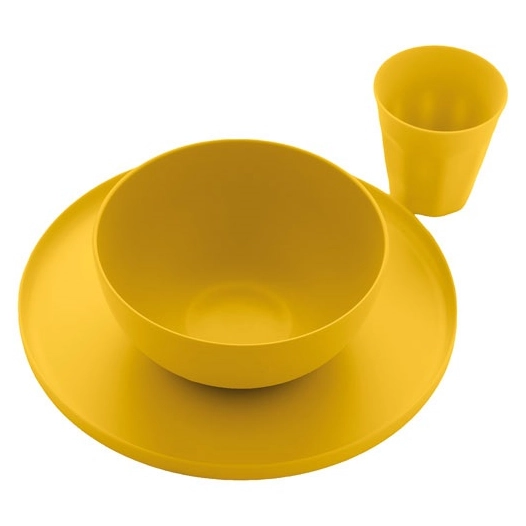 set de 12 pieces de dãžner en rpet mimosa yellow - livwise point virgule