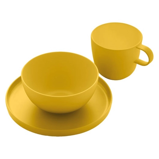set de 12 pieces de petit-dejeuner en rpet mimosa yellow - livwise point virgule