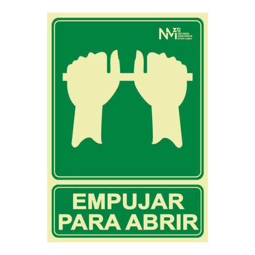 panneau d'empujar para abrir - classe b - pvc 0,7 mm, 22,4 x 30 cm