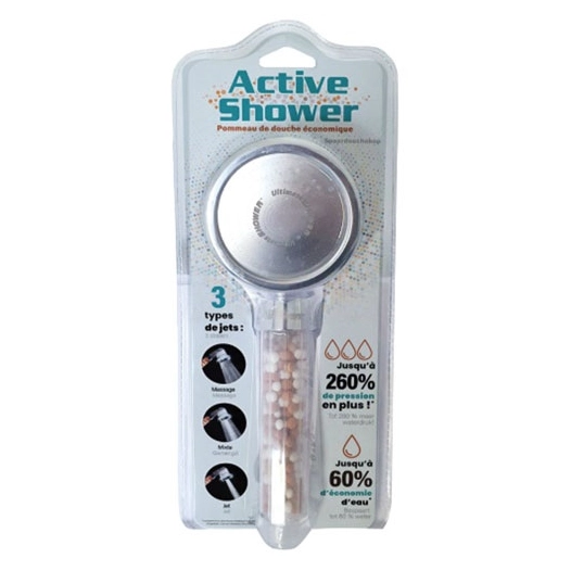 pommeau de douche 3 jets active shower transparent - wsab logistique