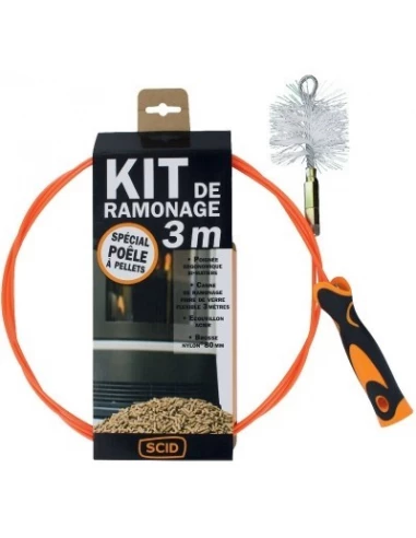 Kit de ramonage spécial poêle à pellets 3m - SCID