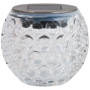 lampe de table solaire led mã©tal et verre blanc chaud - vidis