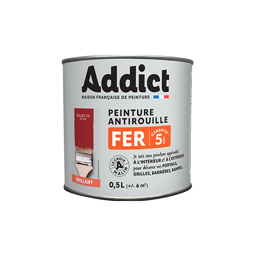 Peinture Fer Rouge Vif Addict Protection et couleur éclatante pour métaux - Addict