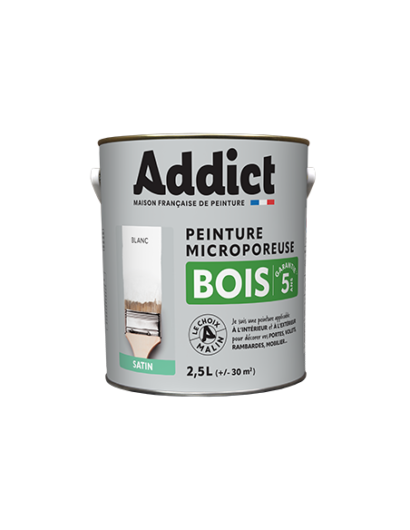Peinture Bois Addict Blanc 2.5L Protection et Décoration Bois Longue Durée - Addict