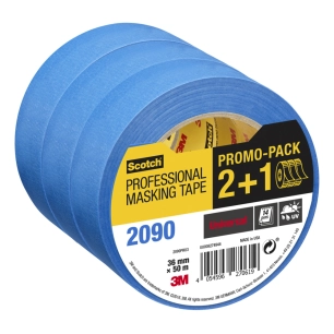 2090 lot 2+1 gratuit adhésif de masquage professionnel longue durée multi-surfaces bleu 36 mm x 50 m 2090 lot 2+1 gratuit adhési